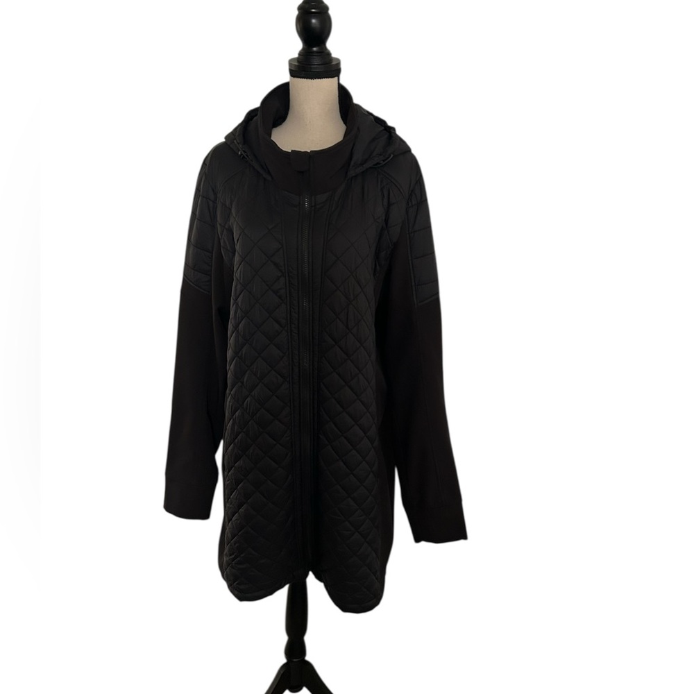Point Zero Diamond Quilted Front Neoprene Sleeves and Side Panels Hooded Jacket
